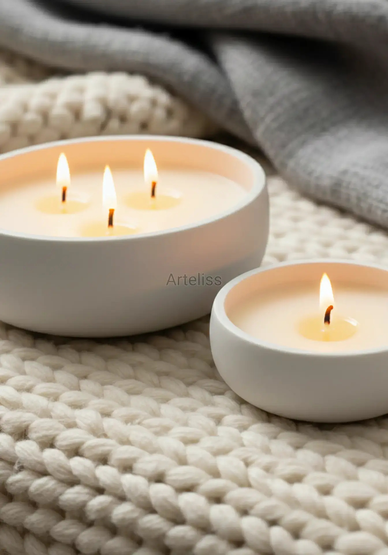 İkili Set Aromaterapi Geniş Kase Kokulu Mum