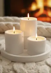 Aromaterapi Tepsili Üçlü Silindir Kokulu Mum Seti