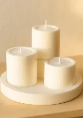 Aromaterapi Tepsili Üçlü Silindir Kokulu Mum Seti