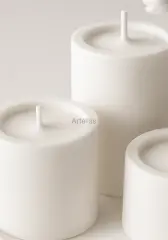 Aromaterapi Tepsili Üçlü Silindir Kokulu Mum Seti