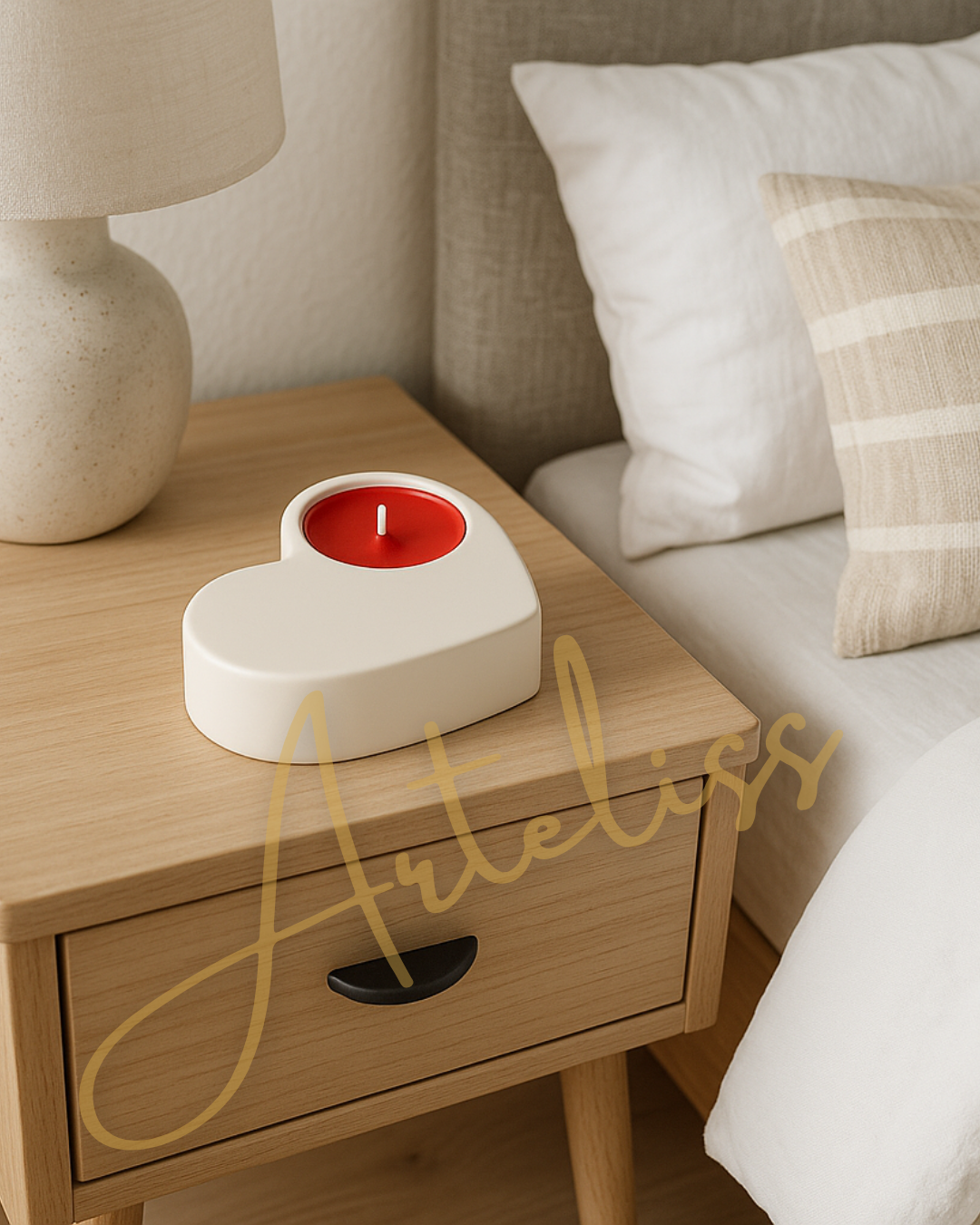 Love | Kalp Tealight Mumluk Dekoratif Obje |Mum