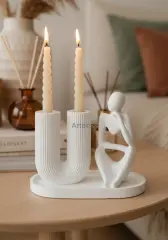 Dekoratif 3'lü U Form Şamdan & Obje Seti