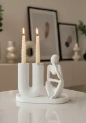 Dekoratif 3'lü U Form Şamdan & Obje Seti