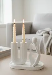 Dekoratif 3'lü U Form Şamdan & Obje Seti
