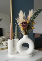 Dekoratif 3'lü Set Nordic Vazo | U Form Şamdan