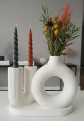Dekoratif 3'lü Set Nordic Vazo | U Form Şamdan