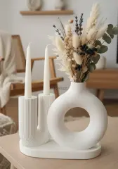 Dekoratif 3'lü Set Nordic Vazo | U Form Şamdan