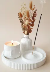 Tepsili Meditasyon Seti Buddha Mum Vazo Tütsülük