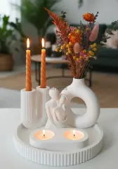 Romantik Tasarım Sunum Tepsili Dekor Seti