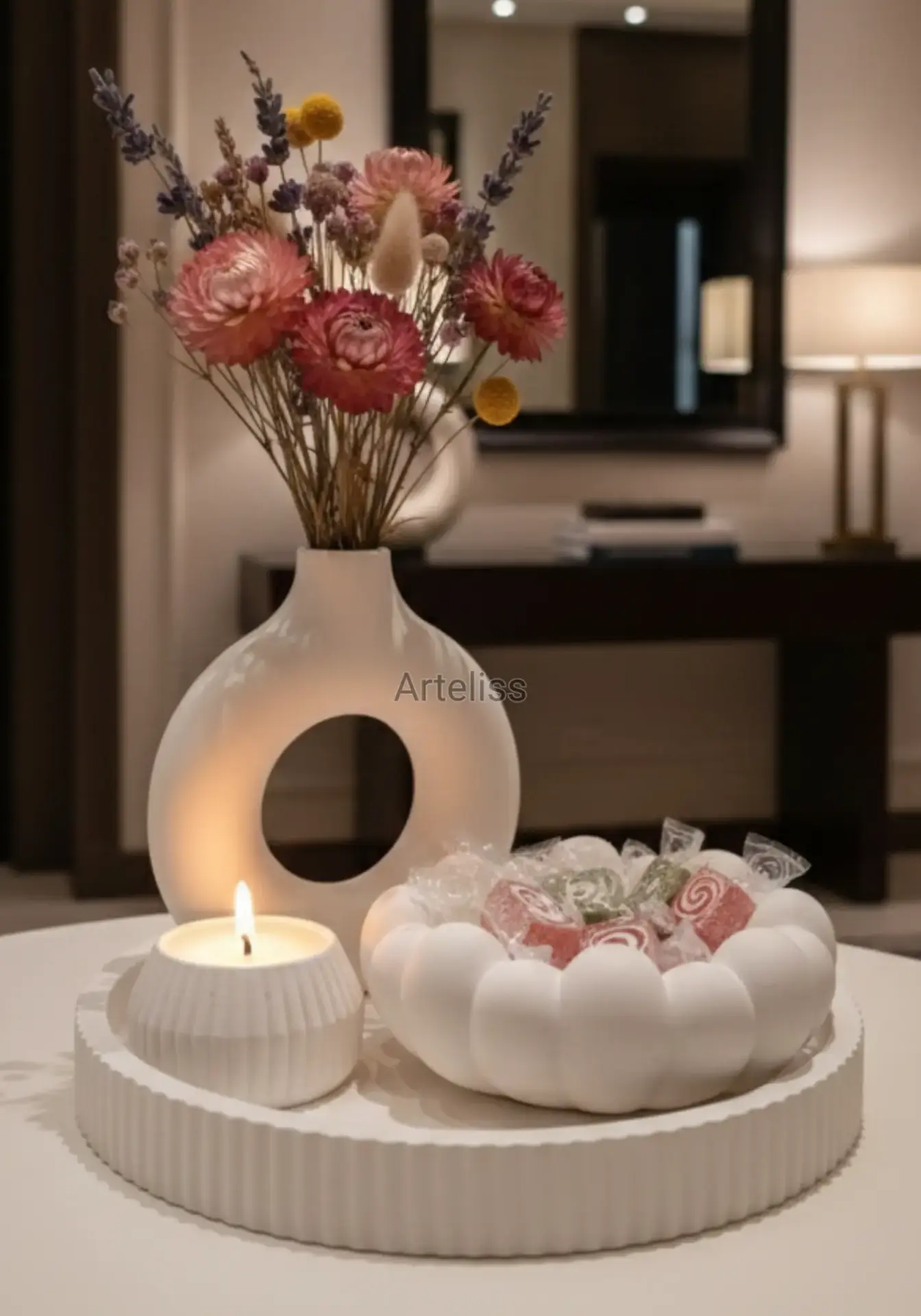 Fonksiyonel Tasarım Dekoratif Sunum Tepsili Set