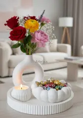 Fonksiyonel Tasarım Dekoratif Sunum Tepsili Set