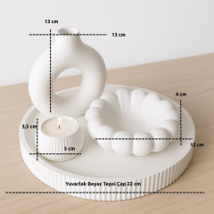 Dekoratif Set Bulut Form Tabla | Vazo | Tealight