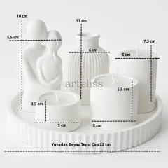 Romantik Mutlu Çift Sunum Tepsili Mum Dekor Seti