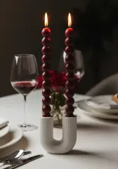 Çift Kollu Dekoratif U Form Şamdan