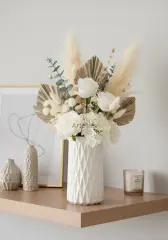 Dekoratif Zikzak Desenli Mini Pampas Vazo