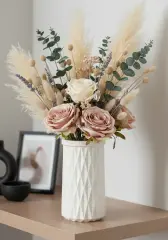 Dekoratif Zikzak Desenli Mini Pampas Vazo