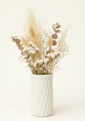 Dekoratif Zikzak Desenli Mini Pampas Vazo