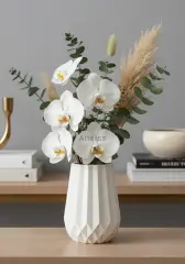 Dekoratif Geometrik Desenli Mini Pampas Vazo