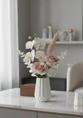 Dekoratif Geometrik Desenli Mini Pampas Vazo