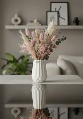 Dekoratif Geometrik Desenli Mini Pampas Vazo