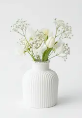 Dekoratif Çizgili Desenli Mini Pampas Vazosu