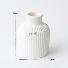 Dekoratif Çizgili Desenli Mini Pampas Vazosu