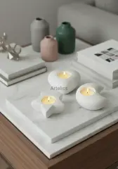 Üçlü Tealight Set Kalp Ay Yıldız