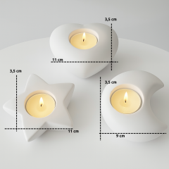 Kalp Ay Yıldız - 3'lü Tealight Set