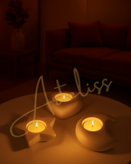 Kalp Ay Yıldız - 3'lü Tealight Set