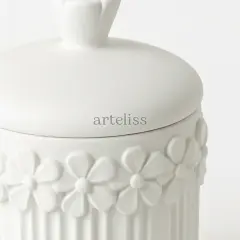 Çiçekli Organizer Dekoratif Kapaklı Kavanoz Obje