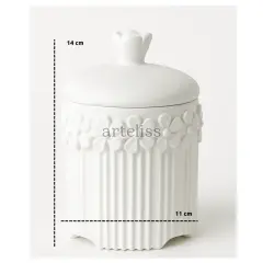 Çiçekli Organizer Dekoratif Kapaklı Kavanoz Obje