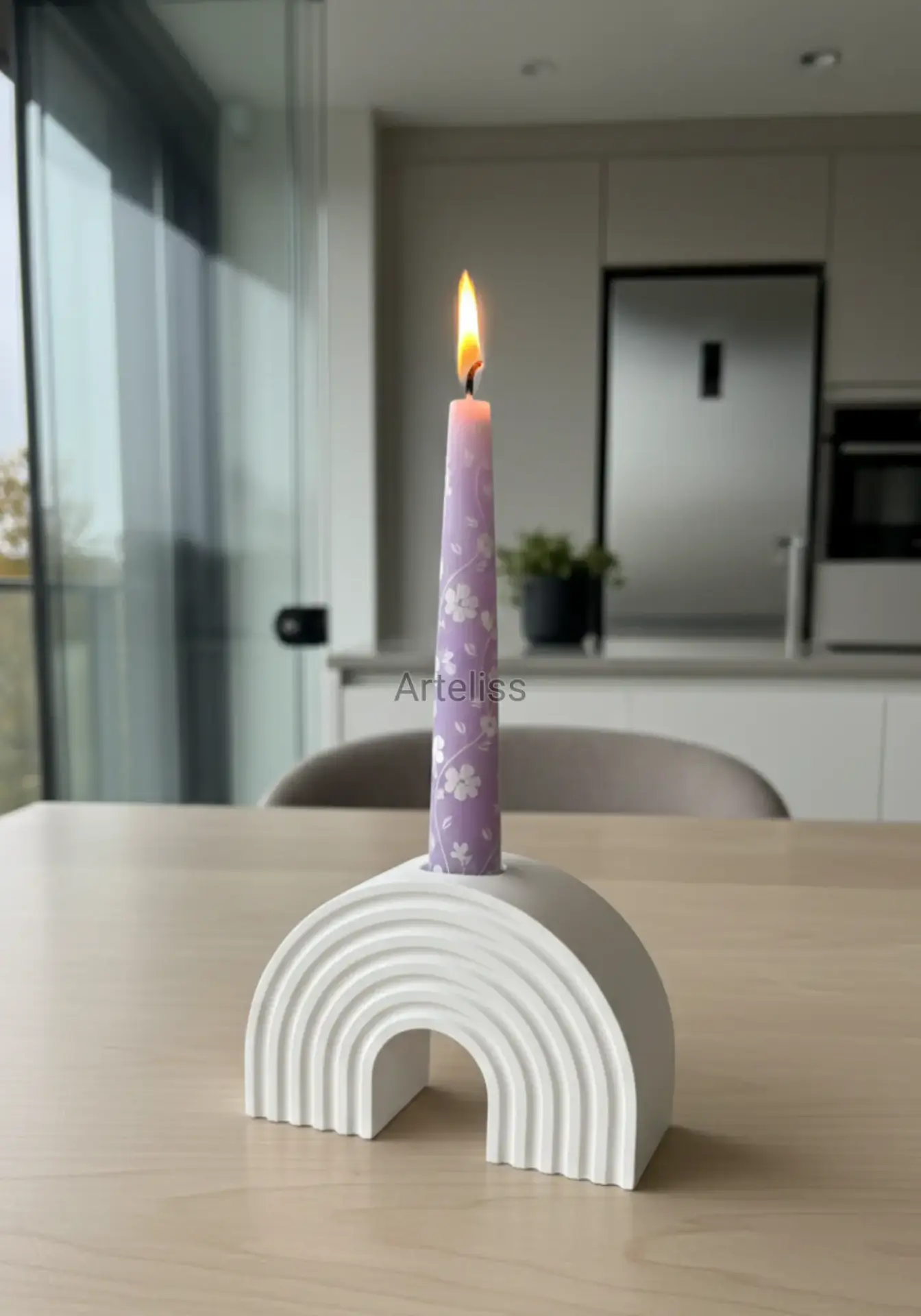 Gökkuşağı Desenli Dekoratif Şamdan