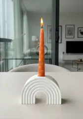 Gökkuşağı Desenli Dekoratif Şamdan