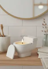Klozet Tasarım Dekoratif Kokulu Mum Banyo Dekoru