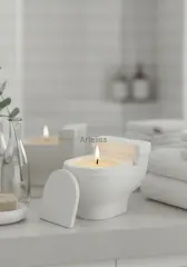 Klozet Tasarım Dekoratif Kokulu Mum Banyo Dekoru