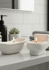 Dekoratif İkili Kokulu Mum Seti Banyo Dekoru