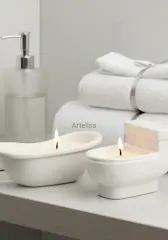 Dekoratif İkili Kokulu Mum Seti Banyo Dekoru