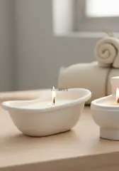 Dekoratif İkili Kokulu Mum Seti Banyo Dekoru