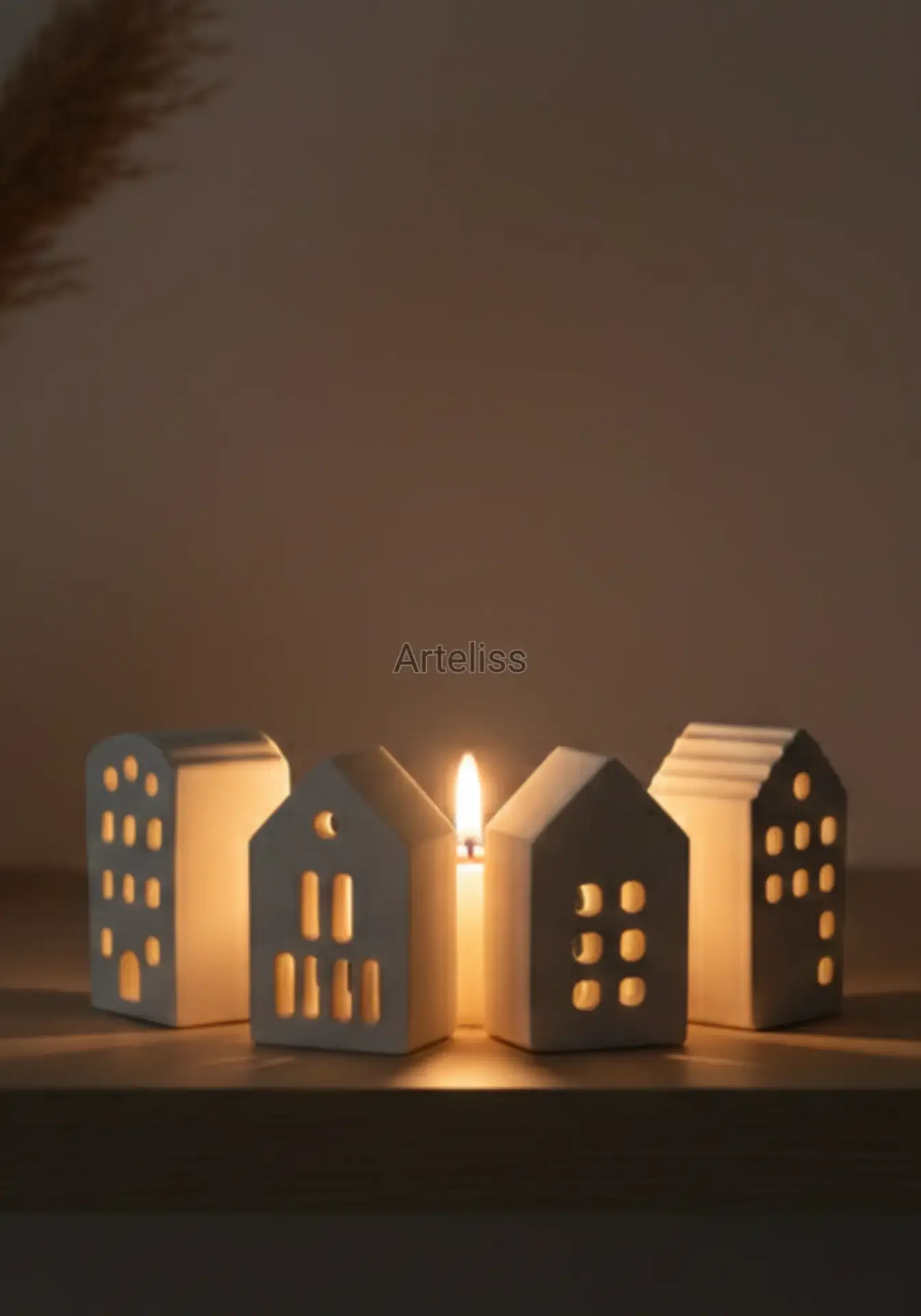 Dörtlü Tealight Dekoratif Işık Evi