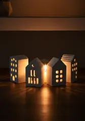 Dörtlü Tealight Dekoratif Işık Evi