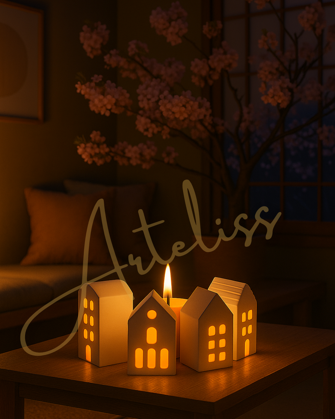 Avrupa Tarzı 4'lü Tealight Dekoratif Işık Evi