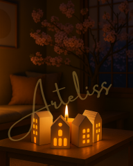 Avrupa Tarzı 4'lü Tealight Dekoratif Işık Evi