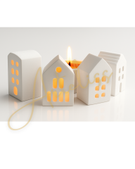 Avrupa Tarzı 4'lü Tealight Dekoratif Işık Evi