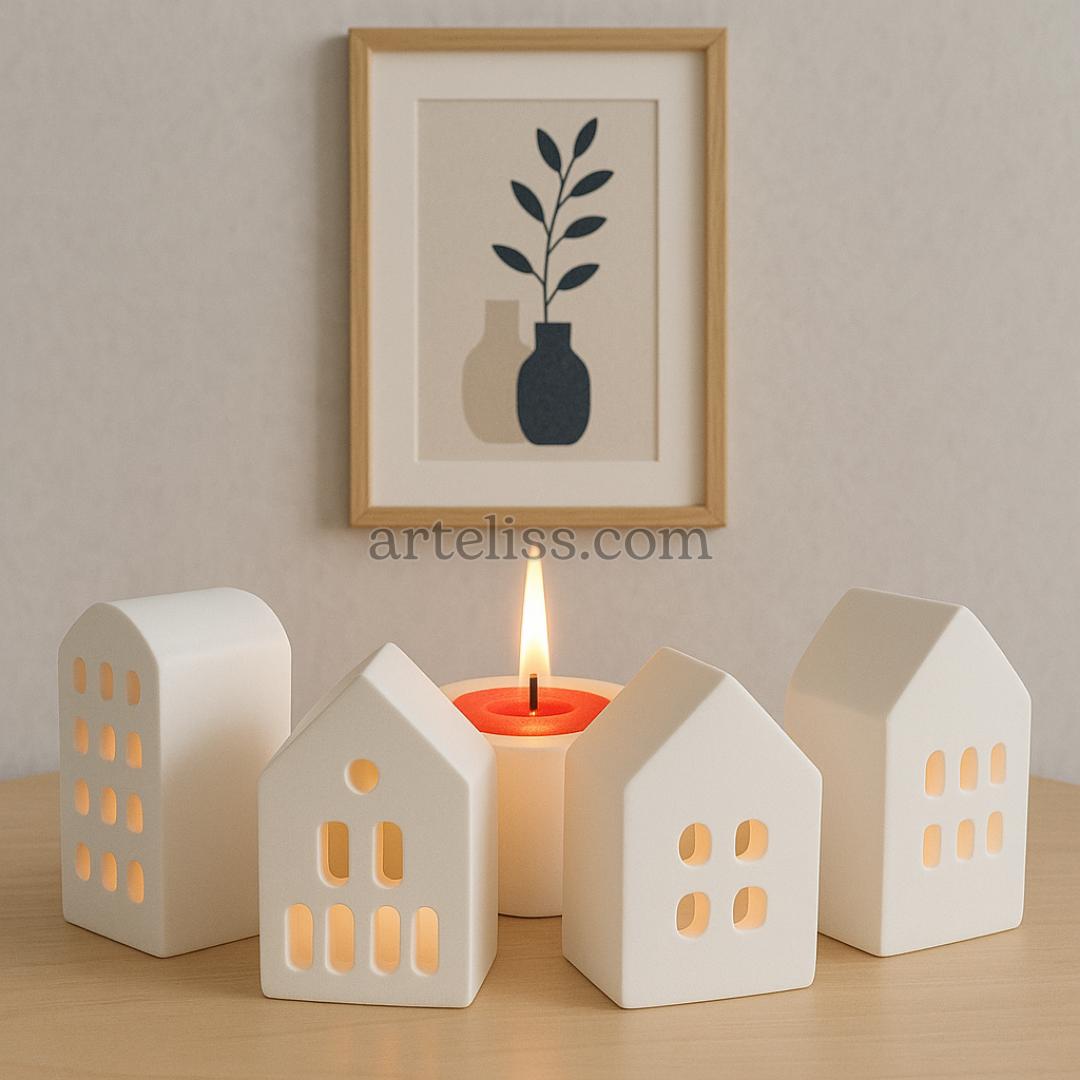Avrupa Tarzı 4'lü Tealight Dekoratif Işık Evi
