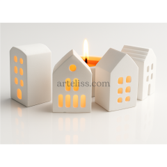 Avrupa Tarzı 4'lü Tealight Dekoratif Işık Evi