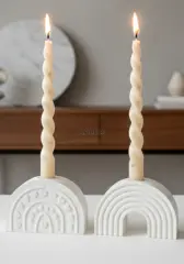 Kalp ve Gökkuşağı Desenli İkili Romantik Şamdan