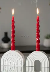 Kalp ve Gökkuşağı Desenli İkili Romantik Şamdan