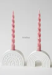 Kalp ve Gökkuşağı Desenli İkili Romantik Şamdan