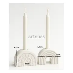 Kalp ve Gökkuşağı Desenli İkili Romantik Şamdan