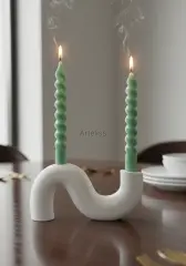 Dekoratif Çift Kollu Sarmal Şamdan